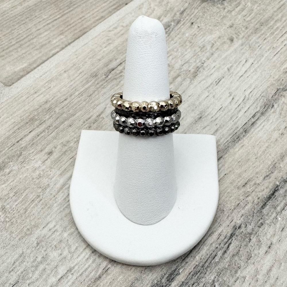 Mixed Metal Beaded Stackable Rings - Picture 2 of 5